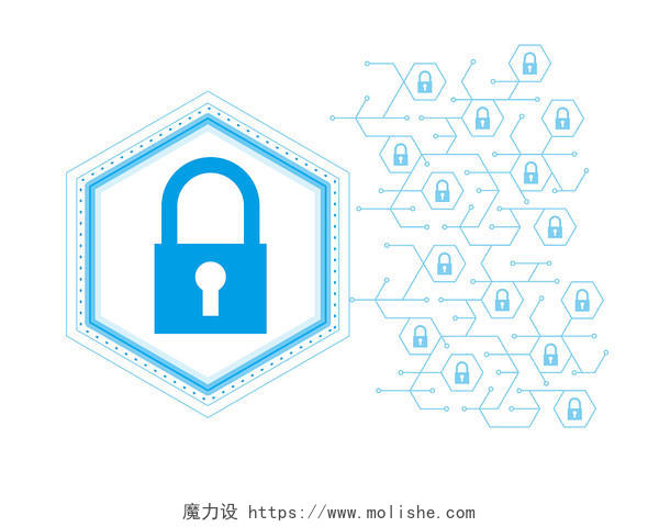 蓝色网络安全科技网络未来PNG素材